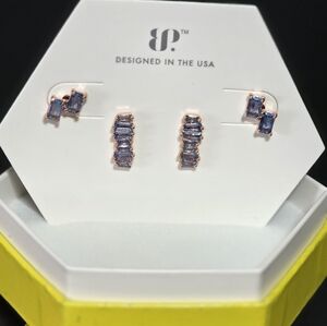 Elegant Blue Stone Earrings Set